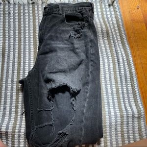 American Eagle black mom distressed mom jeans